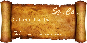 Szinger Csombor névjegykártya